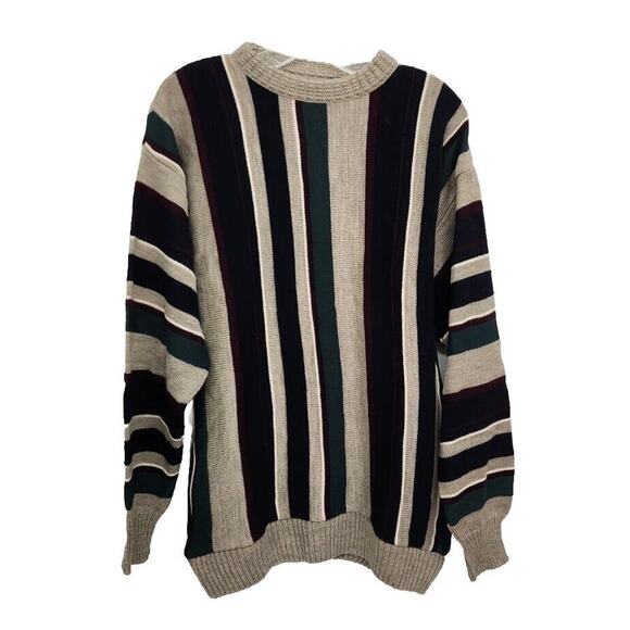 Vintage Sutter & Grant Sweater Oatmeal Burgundy Navy Green Sweater Medium - Picture 2 of 10